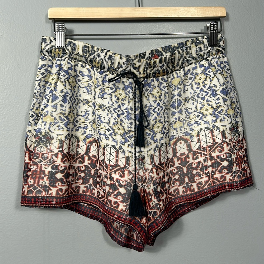 Joie Women’s Size M Lindee Tile Paisley 100% Silk Lined Drawstring Shorts